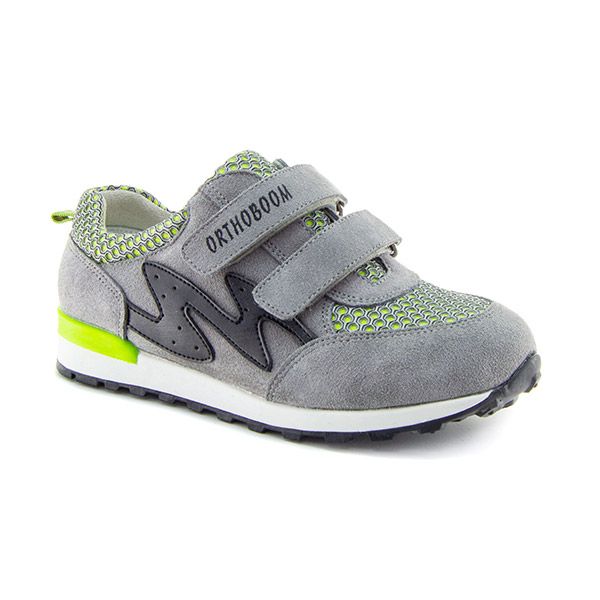 Кроссовки ортопедические Ортобум для мальчиков 33057-02 серый/салатовый