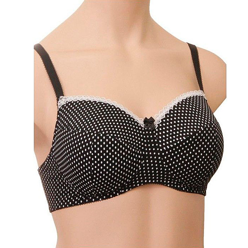 Бюстгальтер Valeria для фиксации экзопротеза ЛФ0860-1 П01 черный с белыми точками