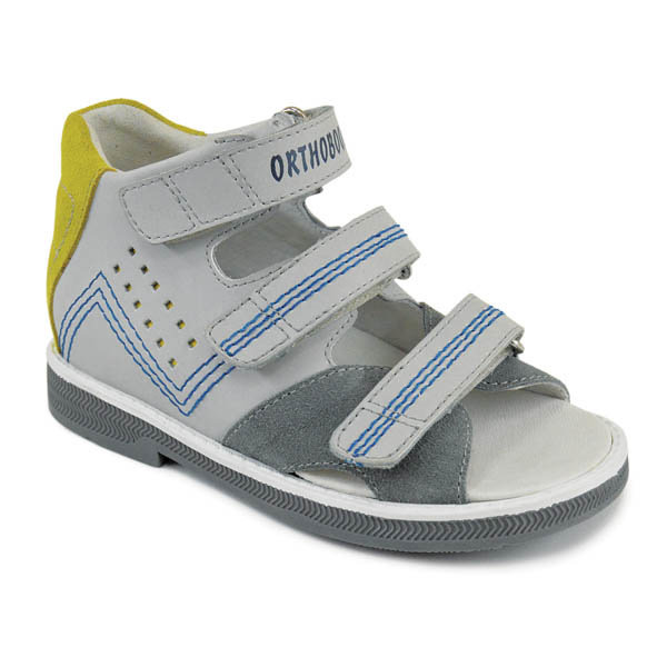 Сандали ортопедические Ортобум для мальчиков 25057-05 серый/желтый