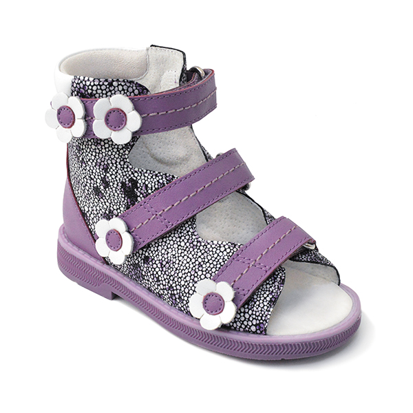 Сандали ортопедические Ортобум для девочек 71497-2 фиолетовые/принт