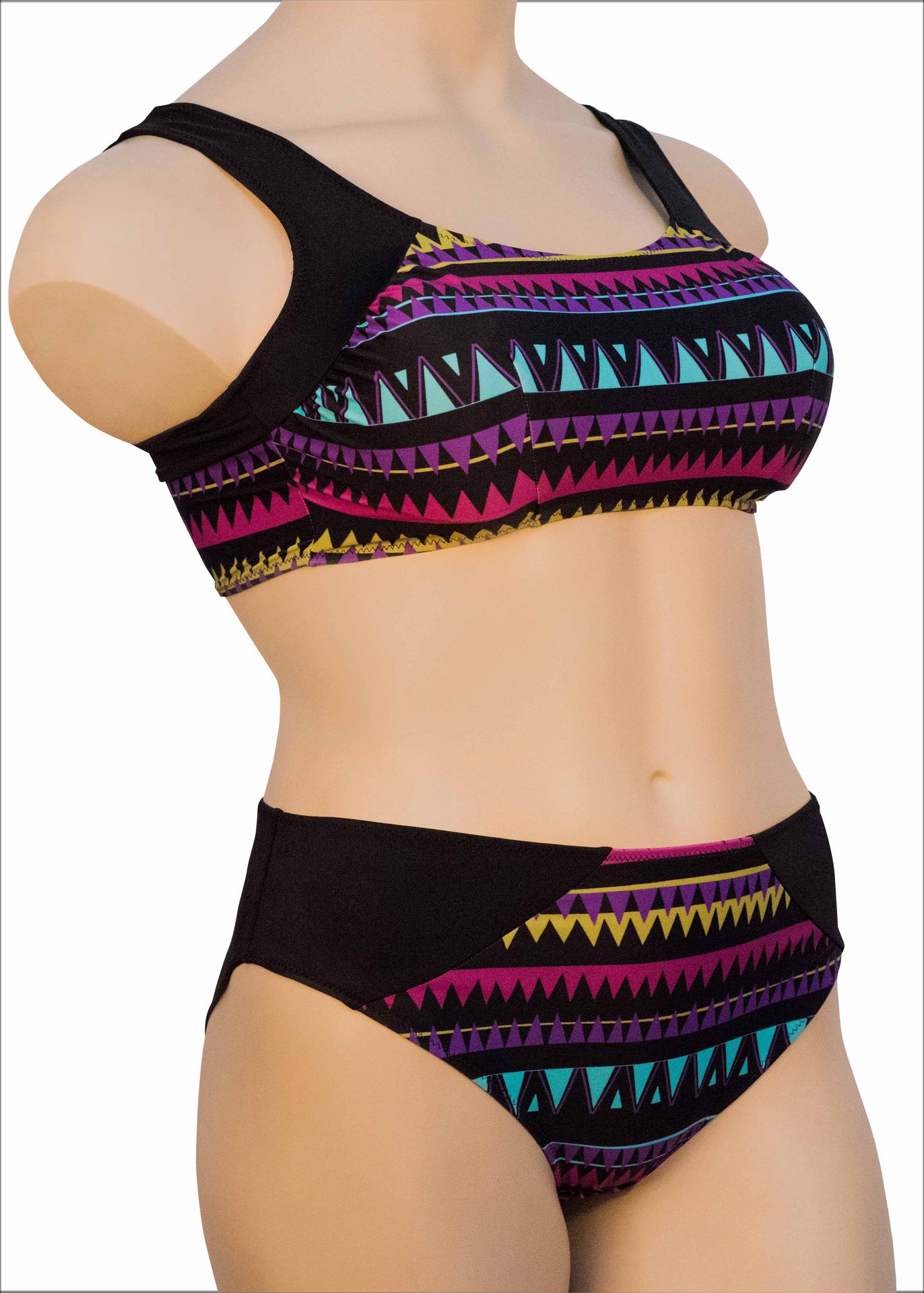 Комплект купальный Valeria для фиксации экзопротеза К0876 П164 черный с геометрическим узором