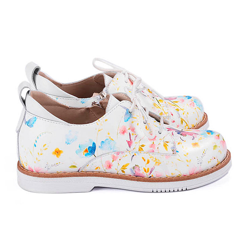 Полуботинки Тапибу для девочек FT-24001.15-OL03O.01 белый/цветы