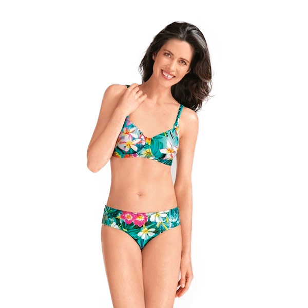 Купальник-топ без косточек Amoena Sidney SB арт.70765 бирюзовый/цветочный