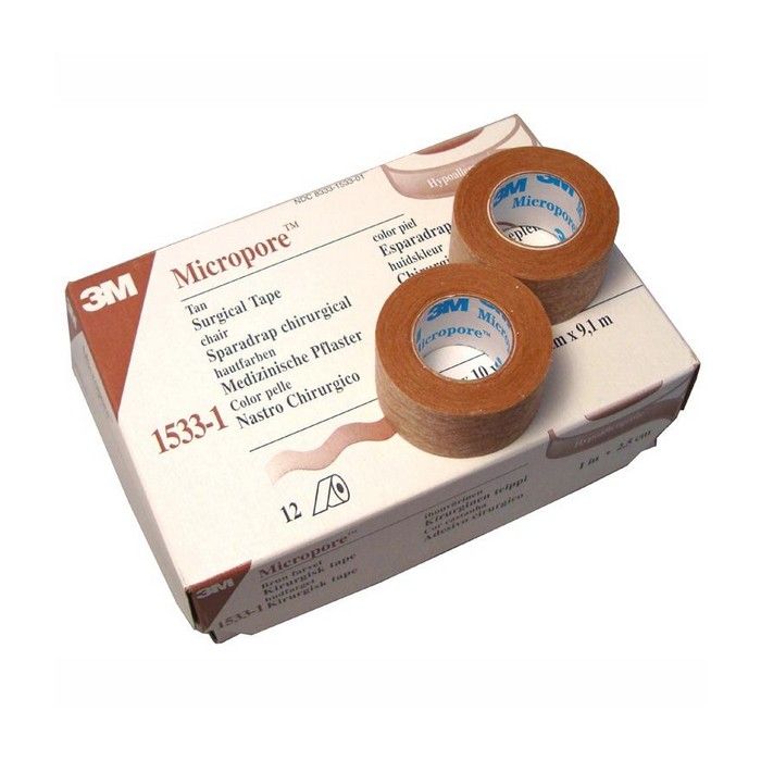 Лейкопластырь Micropore 2,5смх9,1м 12 шт телесный