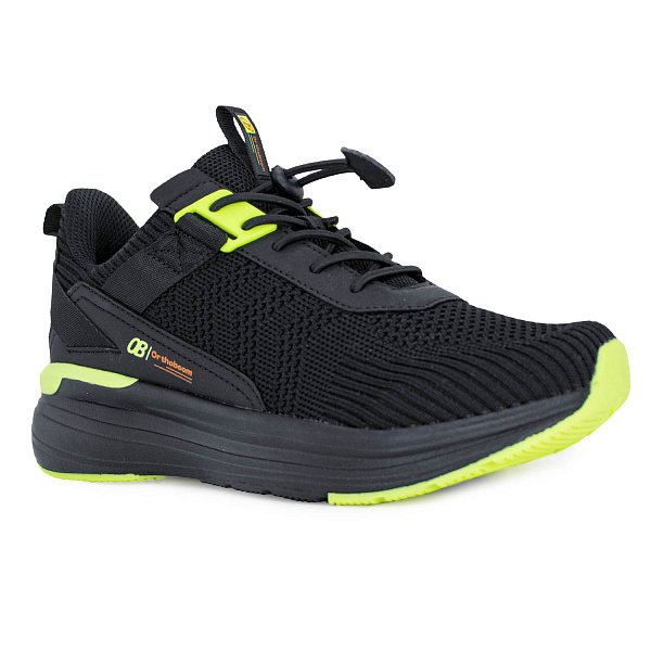 Кроссовки ортопедические Ортобум для мальчиков 30223-02 черные с лаймом.