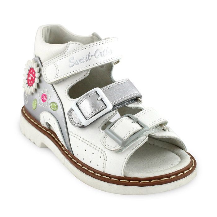 Сандали ортопедические Сурсил-Орто для девочек 55-179 белый/серебряный.