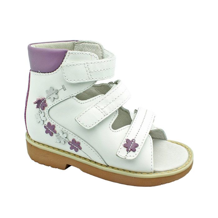 Сандали Ортек c высоким берцем для девочек 60331SS белый/сиреневый/серебряный