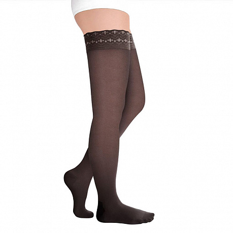 Чулки компрессионные Luomma Idealista 2 класс компрессии прозрачные с ажурной резинкой ID-301T Normal. Изображение 2 из 2