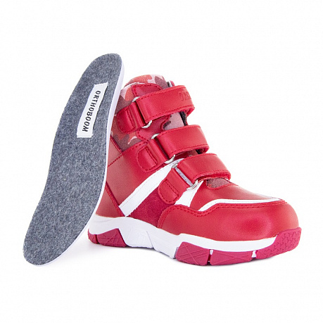 Ботинки ортопедические Ортобум утепленные для девочек 87054-02 ярко-алый/серый. Изображение 5 из 5