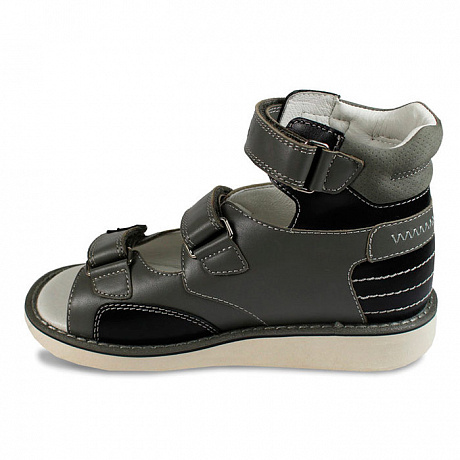 Сандали ортопедические Сурсил-Орто для мальчиков 15-309М серые с черным. Изображение 2 из 2