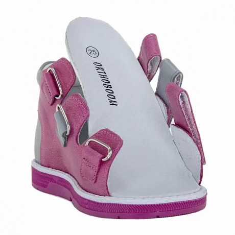 Сандали ортопедические Ортобум для девочек 25057-04 малиновый/серый. Изображение 3 из 5