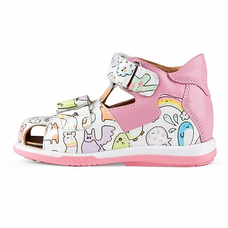 Сандалии ортопедические Твики для девочек TW-234-6 белый/розовый/принт. Изображение 4 из 5