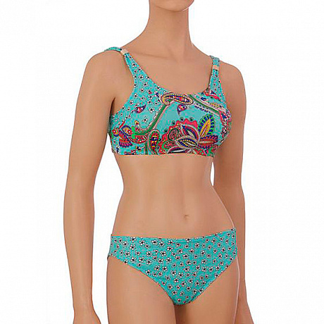 Комплект купальный Valeria для фиксации экзопротеза К0876 П91 бирюзовый/крупные цветы. Изображение 2 из 2