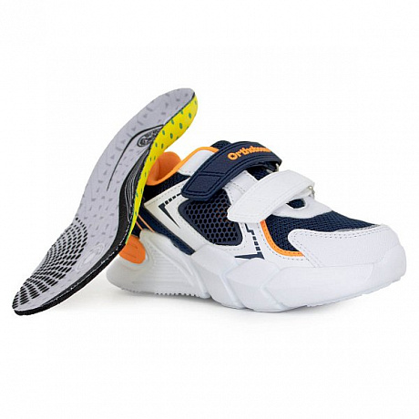 Кроссовки ортопедические Ортобум для мальчиков 33223-22 бело-синие с оранжевым. Изображение 4 из 6