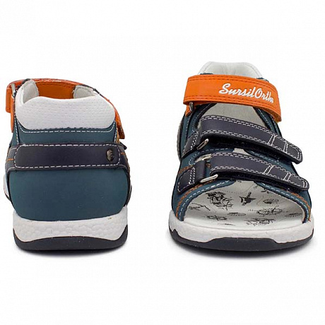 Сандали ортопедические Сурсил-Орто для мальчиков 55-518M синий-оранжевый . Изображение 3 из 4