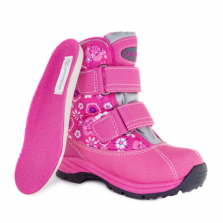 Полусапожки ортопедические Ортобум с шерстью для девочек 63055-02 пурпурные с принтом. Изображение 3 из 4