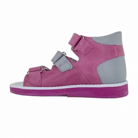 Сандали ортопедические Ортобум для девочек 25057-04 малиновый/серый. Изображение 2 из 5