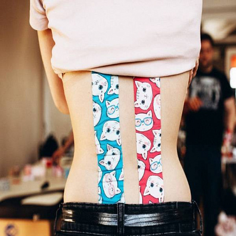 Кинезио тейп Bio Balance 5см х 5м смайлик котята розовый. Изображение 3 из 3